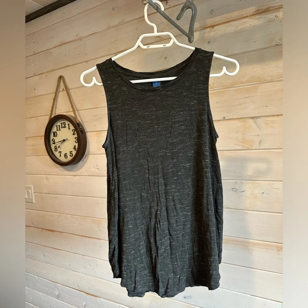 Old Navy | Black Heathered Luxe Jersey Swing Tank - Picture 2 of 6